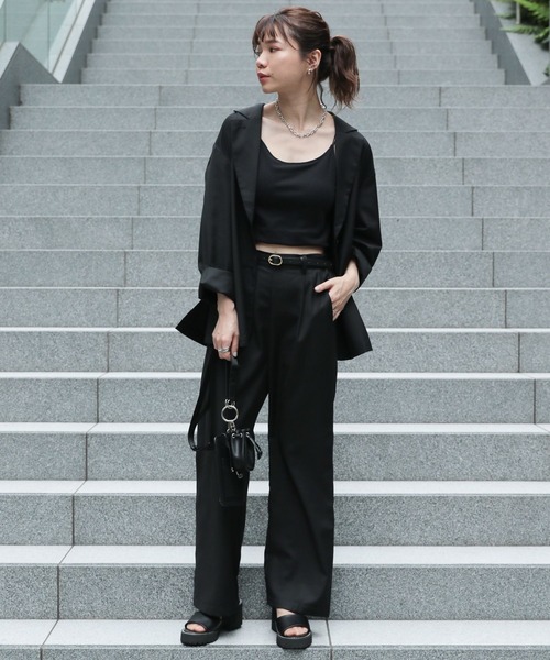 RAGEBLUE（レイジブルー）の「SET-UP/テーラードジャケット×ワイドスラックス（テーラードジャケット・レディース・ブラック/ブラウン/ブルー/グリーン・FREE）」の2枚目の写真