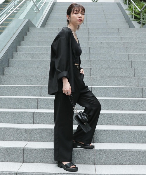 RAGEBLUE（レイジブルー）の「SET-UP/テーラードジャケット×ワイドスラックス（テーラードジャケット・レディース・ブラック/ブラウン/ブルー/グリーン・FREE）」の9枚目の写真