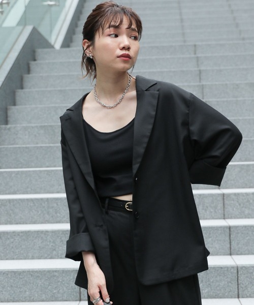 RAGEBLUE（レイジブルー）の「SET-UP/テーラードジャケット×ワイドスラックス（テーラードジャケット・レディース・ブラック/ブラウン/ブルー/グリーン・FREE）」の14枚目の写真