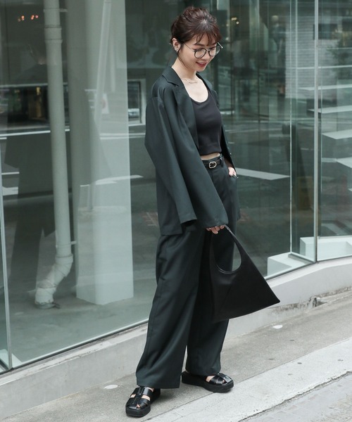 RAGEBLUE（レイジブルー）の「SET-UP/テーラードジャケット×ワイドスラックス（テーラードジャケット・レディース・ブラック/ブラウン/ブルー/グリーン・FREE）」の10枚目の写真