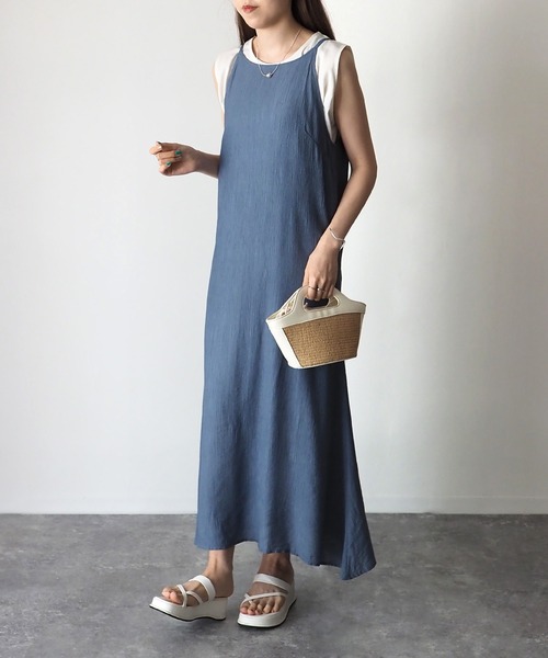 Riberry（リベリー）の「アメスリロングキャミワンピース（ワンピース・レディース・ブラック/ピンク/ブルー・MEDIUM）」の5枚目の写真