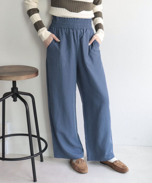 fredy emue(フレディエミュ)の「テンセルリネン イージーセミワイドパンツ【サイズ展開あり】(その他パンツ・レディース・ブラック/ベージュ/ブルー・38/36)」の7枚目の写真