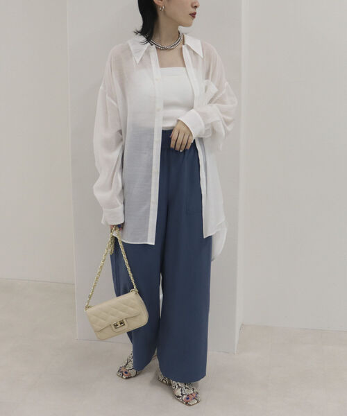fredy emue(フレディエミュ)の「テンセルリネン イージーセミワイドパンツ【サイズ展開あり】(その他パンツ・レディース・ブラック/ベージュ/ブルー・38/36)」の22枚目の写真