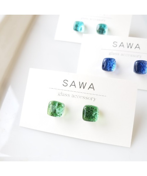 tone（トーン）の「【sawa】スクエアピアス(MA)（ピアス（両耳用）・レディース・パープル/グレー/ターコイズブルー/ブルー/ラベンダー/グリーン系その他/ライトグリーン/スカイブルー/その他/クリア/グリーン・FREE）」の18枚目の写真