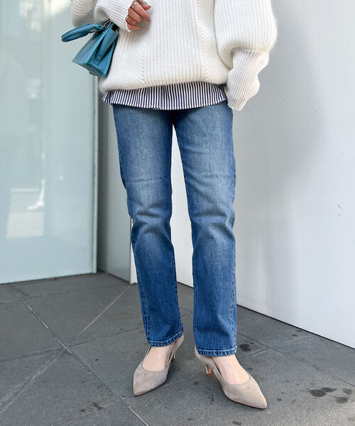 Rie Miller(リエミラー)の「ストレッチスリムストレートデニム(デニムパンツ・レディース・ネイビー・36/34/38/40)」の3枚目の写真