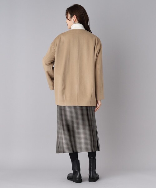 極美品 UNTITLED ミドル丈 カシミヤ混 ノーカラー コクーン コート UNTITLED（アンタイトル）の「◇【STORY web掲載／軽く羽織れるミドル