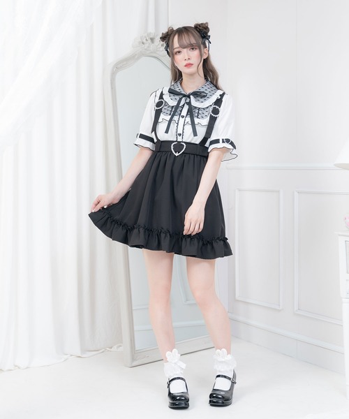 DearMyLove(ディアマイラブ)の「ハートドットチュール重ねバックルブラウス(シャツ/ブラウス・レディース・ホワイト/ベビーピンク/ブラック・MEDIUM/LARGE/X-LARGE/XX-LARGE)」の14枚目の写真