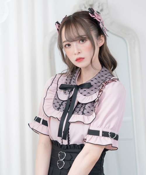 DearMyLove(ディアマイラブ)の「ハートドットチュール重ねバックルブラウス(シャツ/ブラウス・レディース・ホワイト/ベビーピンク/ブラック・MEDIUM/LARGE/X-LARGE/XX-LARGE)」の17枚目の写真