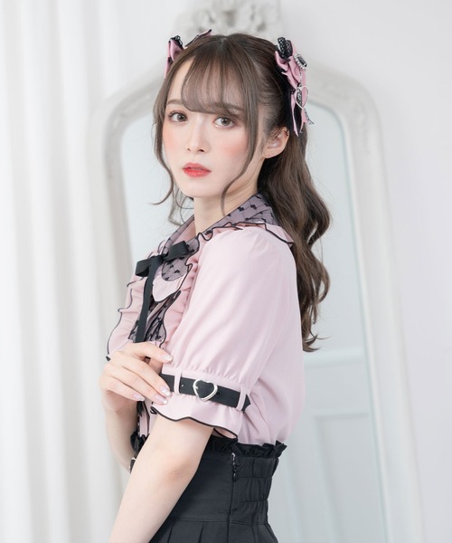 DearMyLove(ディアマイラブ)の「ハートドットチュール重ねバックルブラウス(シャツ/ブラウス・レディース・ホワイト/ベビーピンク/ブラック・MEDIUM/LARGE/X-LARGE/XX-LARGE)」の18枚目の写真
