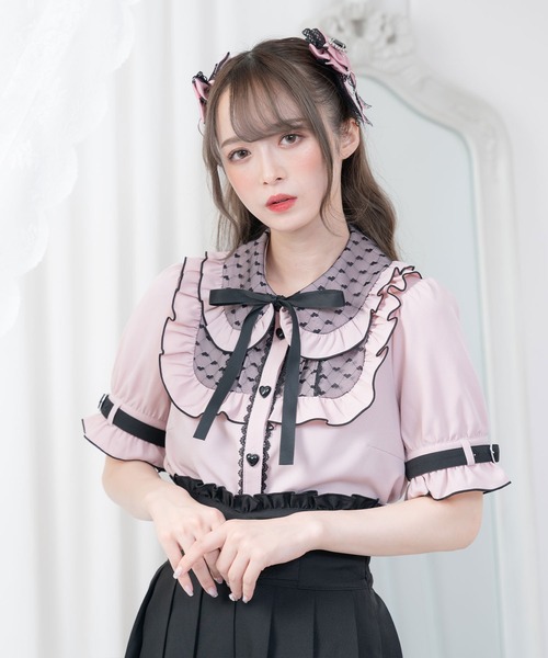 DearMyLove(ディアマイラブ)の「ハートドットチュール重ねバックルブラウス(シャツ/ブラウス・レディース・ホワイト/ベビーピンク/ブラック・MEDIUM/LARGE/X-LARGE/XX-LARGE)」の19枚目の写真