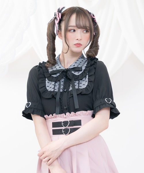 DearMyLove(ディアマイラブ)の「ハートドットチュール重ねバックルブラウス(シャツ/ブラウス・レディース・ホワイト/ベビーピンク/ブラック・MEDIUM/LARGE/X-LARGE/XX-LARGE)」の22枚目の写真