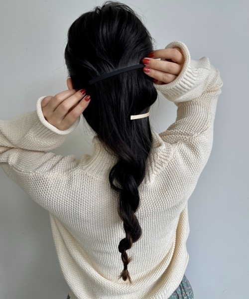 Libra Cue（リブラ キュー）の「グログランリボンバーバレッタ（バレッタ/ヘアクリップ・レディース・ブラック/ベージュ・FREE）」の13枚目の写真