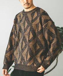 【GEOM PATTERN/ジオメパターン】ジャガード クルーネック ニット