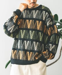 【GEOM PATTERN/ジオメパターン】ジャガード クルーネック ニット