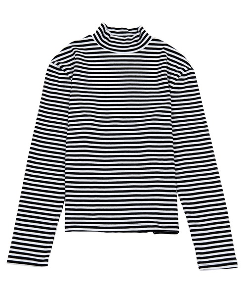 PUNYUS（プニュズ）の「ボーダーハイネックロンＴ（Tシャツ/カットソー・レディース・ホワイト・1/2/3/4）」の3枚目の写真