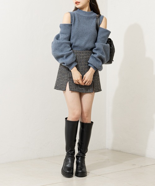 極美品 水色 レーヨンストレッチニットボレロ TO BE CHIC 大きい