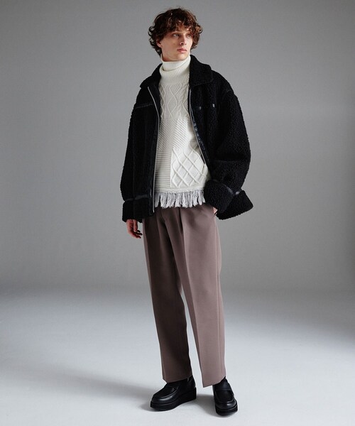 tk.TAKEO KIKUCHI（ティーケータケオキクチ）の「◆B-3カーリーボアブルゾン（ブルゾン・メンズ・ブラック/ライトベージュ・02/03/66）」の4枚目の写真