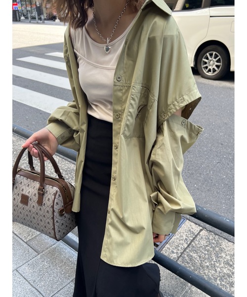 JUMELLE(ジュメロ)の「アタッチスリーブシャツ(Tシャツ/カットソー・レディース・ピンク/グリーン・FREE)」の2枚目の写真