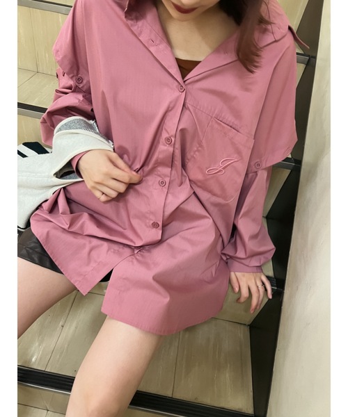 JUMELLE(ジュメロ)の「アタッチスリーブシャツ(Tシャツ/カットソー・レディース・ピンク/グリーン・FREE)」の3枚目の写真