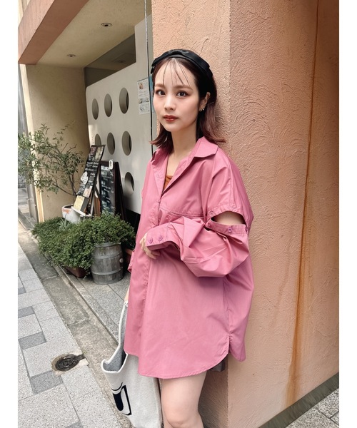 JUMELLE(ジュメロ)の「アタッチスリーブシャツ(Tシャツ/カットソー・レディース・ピンク/グリーン・FREE)」の7枚目の写真