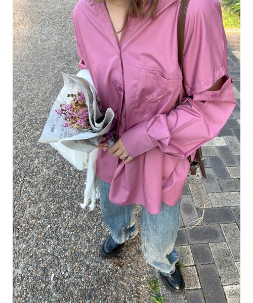 JUMELLE(ジュメロ)の「アタッチスリーブシャツ(Tシャツ/カットソー・レディース・ピンク/グリーン・FREE)」の13枚目の写真