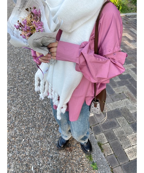 JUMELLE(ジュメロ)の「アタッチスリーブシャツ(Tシャツ/カットソー・レディース・ピンク/グリーン・FREE)」の16枚目の写真