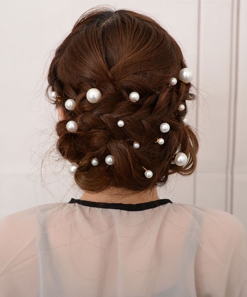 VIBGYOR Women(ヴィブジョー ウィメン)の「【float】パール ヘアピン Uピン【18本セット/ドレス/結婚式/成人式/着物/浴衣】(ヘアピン・レディース・ホワイト×ゴールド/ホワイト×シルバー・FREE)」の14枚目の写真