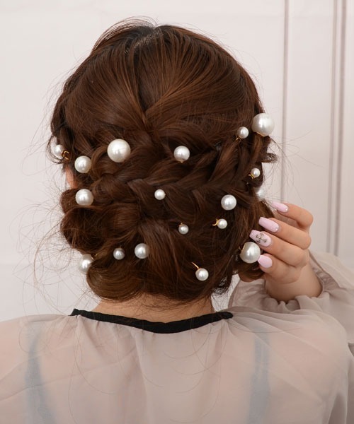 VIBGYOR Women(ヴィブジョー ウィメン)の「【float】パール ヘアピン Uピン【18本セット/ドレス/結婚式/成人式/着物/浴衣】(ヘアピン・レディース・ホワイト×ゴールド/ホワイト×シルバー・FREE)」の12枚目の写真