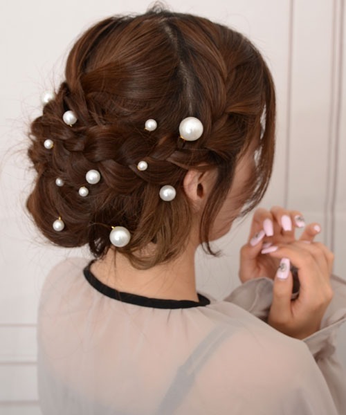 VIBGYOR Women(ヴィブジョー ウィメン)の「【float】パール ヘアピン Uピン【18本セット/ドレス/結婚式/成人式/着物/浴衣】(ヘアピン・レディース・ホワイト×ゴールド/ホワイト×シルバー・FREE)」の10枚目の写真