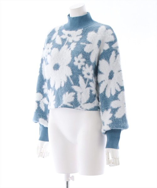 clear（クリア）の「フェザージャガードショート丈ニットトップス（ニット/セーター・レディース・ブルーグレー/ブラウン/オレンジ/ライトグレー/サックスブルー・F）」の6枚目の写真