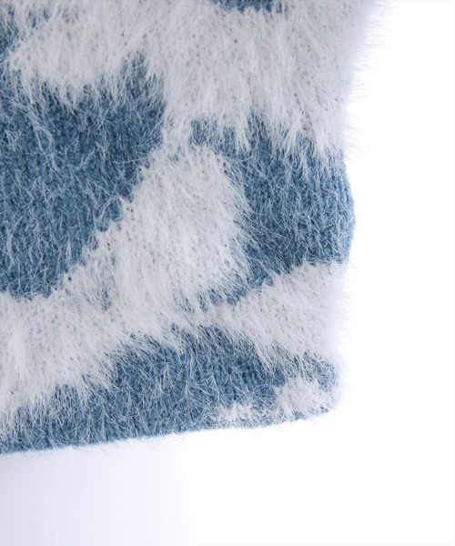 clear（クリア）の「フェザージャガードショート丈ニットトップス（ニット/セーター・レディース・ブルーグレー/ブラウン/オレンジ/ライトグレー/サックスブルー・F）」の9枚目の写真