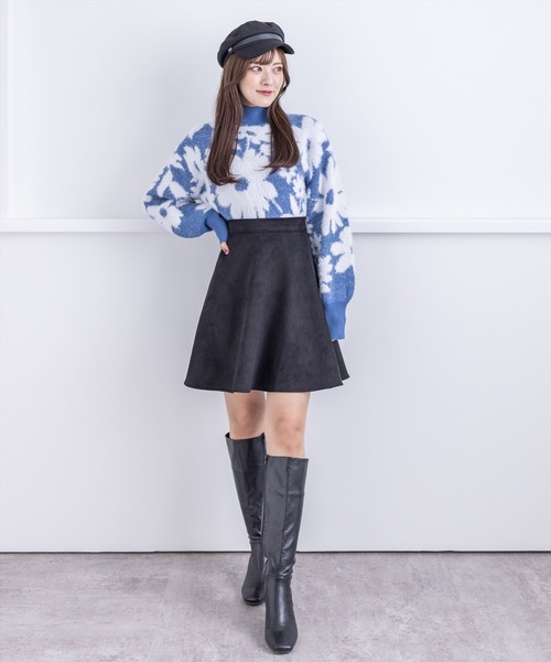 clear（クリア）の「フェザージャガードショート丈ニットトップス（ニット/セーター・レディース・ブルーグレー/ブラウン/オレンジ/ライトグレー/サックスブルー・F）」の13枚目の写真