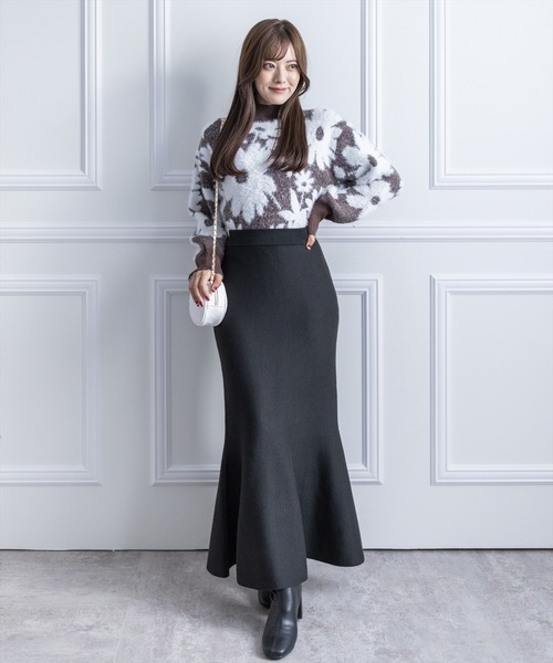 clear（クリア）の「フェザージャガードショート丈ニットトップス（ニット/セーター・レディース・ブルーグレー/ブラウン/オレンジ/ライトグレー/サックスブルー・F）」の17枚目の写真