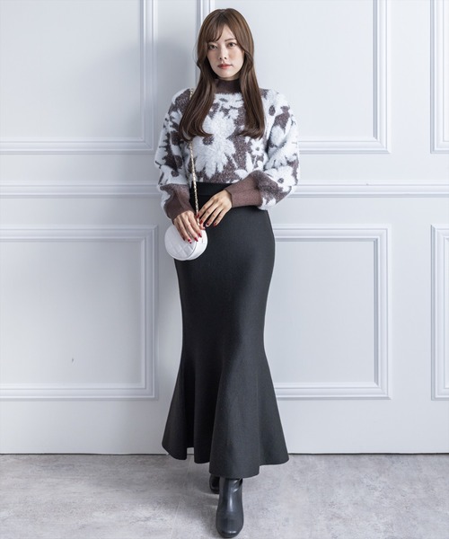 clear（クリア）の「フェザージャガードショート丈ニットトップス（ニット/セーター・レディース・ブルーグレー/ブラウン/オレンジ/ライトグレー/サックスブルー・F）」の18枚目の写真