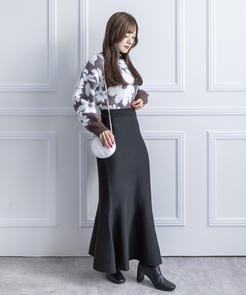 clear（クリア）の「フェザージャガードショート丈ニットトップス（ニット/セーター・レディース・ブルーグレー/ブラウン/オレンジ/ライトグレー/サックスブルー・F）」の19枚目の写真