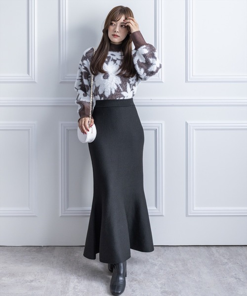 clear（クリア）の「フェザージャガードショート丈ニットトップス（ニット/セーター・レディース・ブルーグレー/ブラウン/オレンジ/ライトグレー/サックスブルー・F）」の20枚目の写真