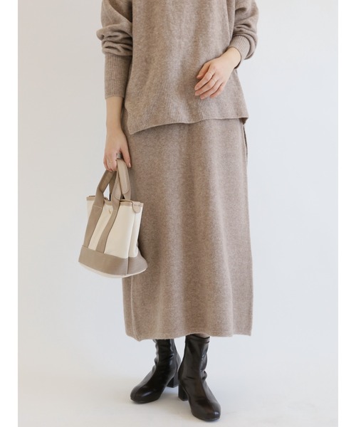 Samansa Mos2 blue(サマンサモスモスブルー)の「ふわもちシフォンニットスカート(スカート・レディース・キナリ/ブラウン/ブラック・フリ-)」の12枚目の写真