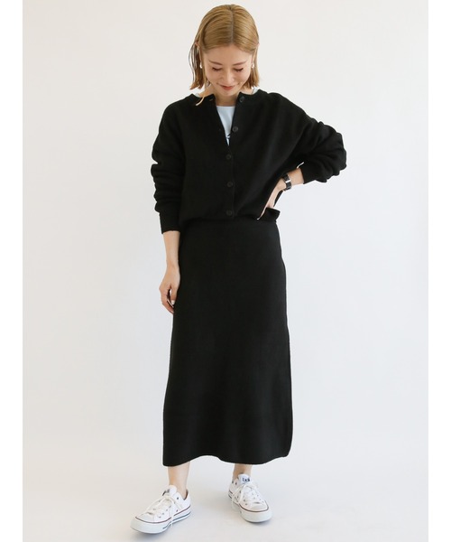 Samansa Mos2 blue(サマンサモスモスブルー)の「ふわもちシフォンニットスカート(スカート・レディース・キナリ/ブラウン/ブラック・フリ-)」の6枚目の写真