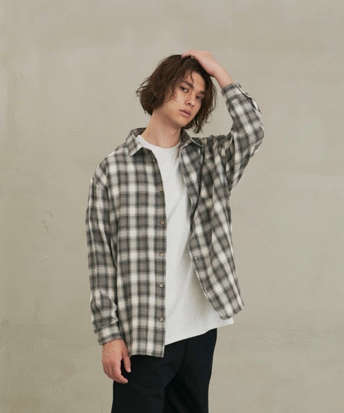 ＪＵＧＬＡＮＳ（ユグランス）の「【Revo.】ルーズシルエットオンブレチェックロングスリーブシャツ/メンズ（シャツ/ブラウス・メンズ・ブラック/グレー/ネイビー・M/L）」の12枚目の写真