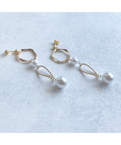 tone（トーン）の「【-lensa-】パールビーズでイマドキピアス(MA)（ピアス（両耳用）・レディース・ゴールド・FREE）」の4枚目の写真