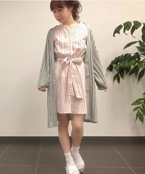 Chico（チコ）の「7分袖モモンガロングカーデ（カーディガン/ボレロ・レディース・グレー/アイボリー/ホワイト・FREE）」の3枚目の写真