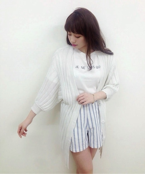 Chico（チコ）の「7分袖モモンガロングカーデ（カーディガン/ボレロ・レディース・グレー/アイボリー/ホワイト・FREE）」の2枚目の写真