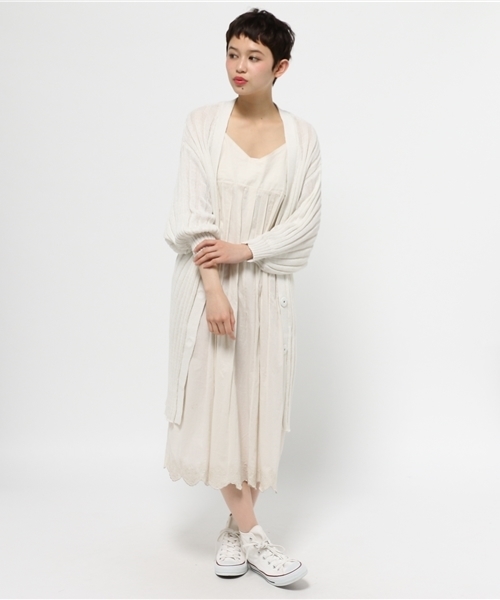 Chico（チコ）の「7分袖モモンガロングカーデ（カーディガン/ボレロ・レディース・グレー/アイボリー/ホワイト・FREE）」の4枚目の写真