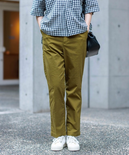 【新品未使用】 D.M.G ドミンゴ ツイルストレッチ タイディ パンツ L D.M.G. トラウザーパンツ ドミンゴ レディース ツイルストレッチ