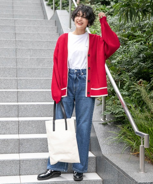 RAGEBLUE（レイジブルー）の「配色ミラノリブカーディガン（カーディガン/ボレロ・レディース・ホワイト/グリーン/レッド/グレー・FREE）」の21枚目の写真
