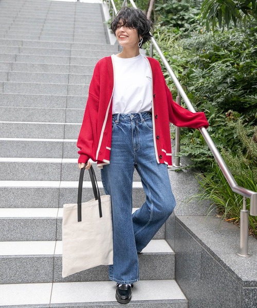 RAGEBLUE（レイジブルー）の「配色ミラノリブカーディガン（カーディガン/ボレロ・レディース・ホワイト/グリーン/レッド/グレー・FREE）」の22枚目の写真