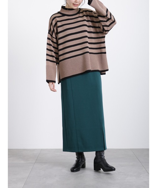 Samansa Mos2 blue（サマンサモスモスブルー）の「ボーダーニットプルオーバー（ニット/セーター・レディース・ブラウン/グレー/キナリ・ﾌﾘ-）」の15枚目の写真