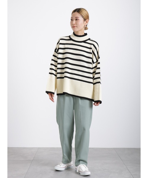 Samansa Mos2 blue（サマンサモスモスブルー）の「ボーダーニットプルオーバー（ニット/セーター・レディース・ブラウン/グレー/キナリ・ﾌﾘ-）」の12枚目の写真