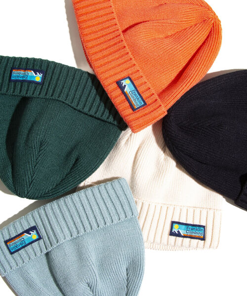 Franklin Climbing(フランクリンクライミング)の「【Franklin Climbing/フランクリンクライミング】ニットキャップ ワンポイントロゴ(ニットキャップ/ビーニー・メンズ・サックスブルー/ブラック/グリーン/オレンジ/キナリ・FREE)」の8枚目の写真