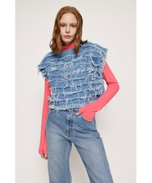 SLY | FRINGE BOXY TOPS フリンジ ボクシー トップス ベスト デニム(ベスト)